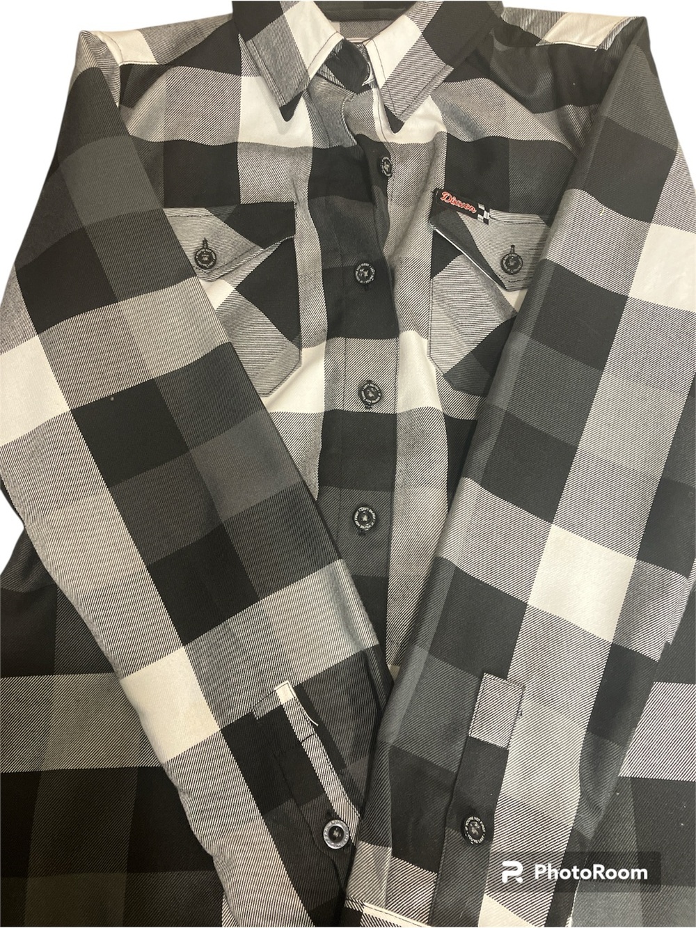 Women’s Black & Gray Plaid Button-Up Shirt - Casual Long Sleeve